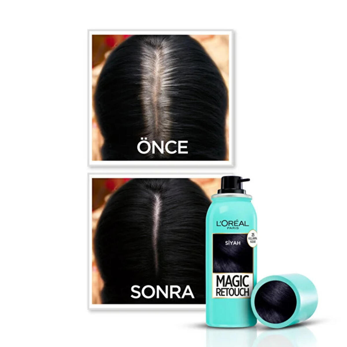 Loreal Paris Beyaz Kapatıcı Saç Spreyi Siyah 75Ml