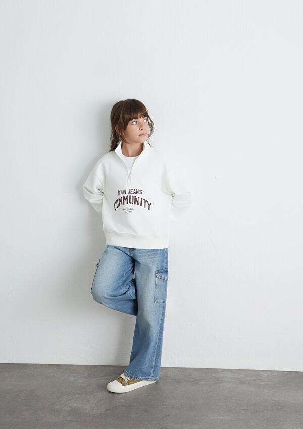 Mavi Sweatshirt Kız Çocuk M7S10130-70057 Beyaz