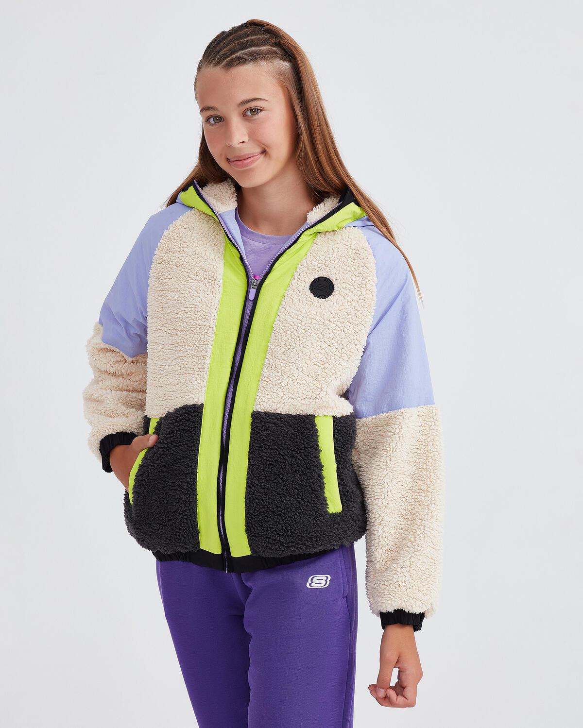 Skechers G Outdoor Fleece Full Zip Sherpa Sk232176-505 Lila