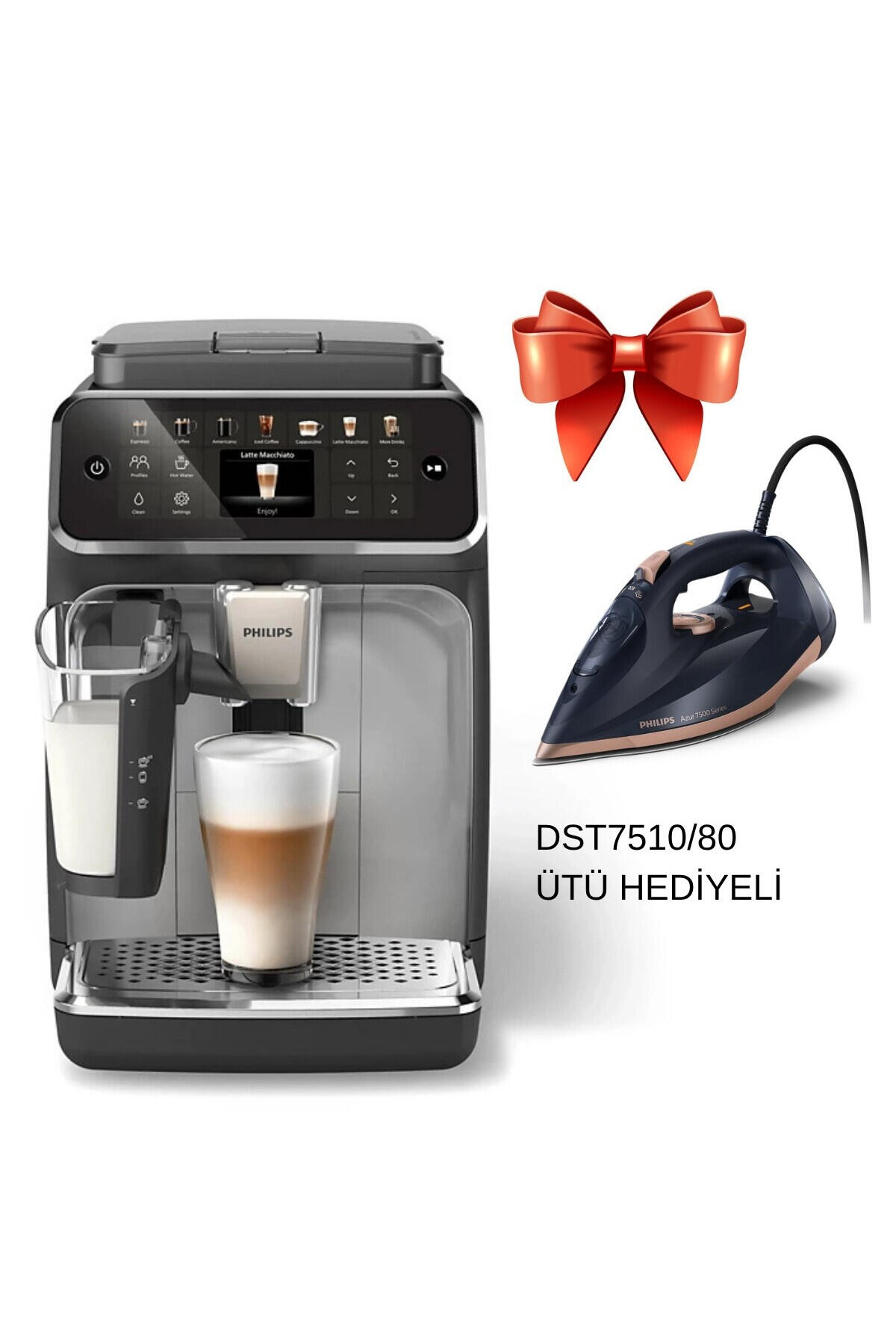 Philips Kahve Makinesi Espresso Ep4446/70+Phılıps Ütü Dst7510/80