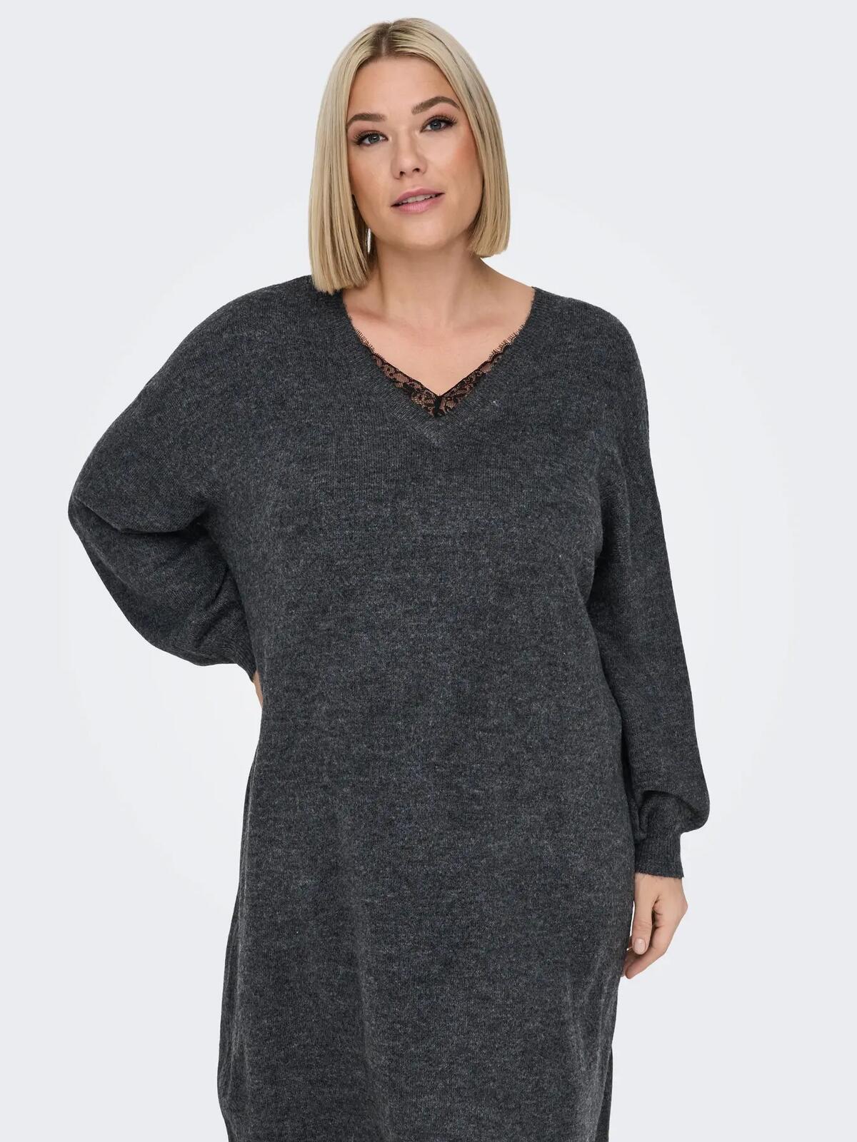 Only Carmakoma Elbise 15330672 Koyu Gri Melanj