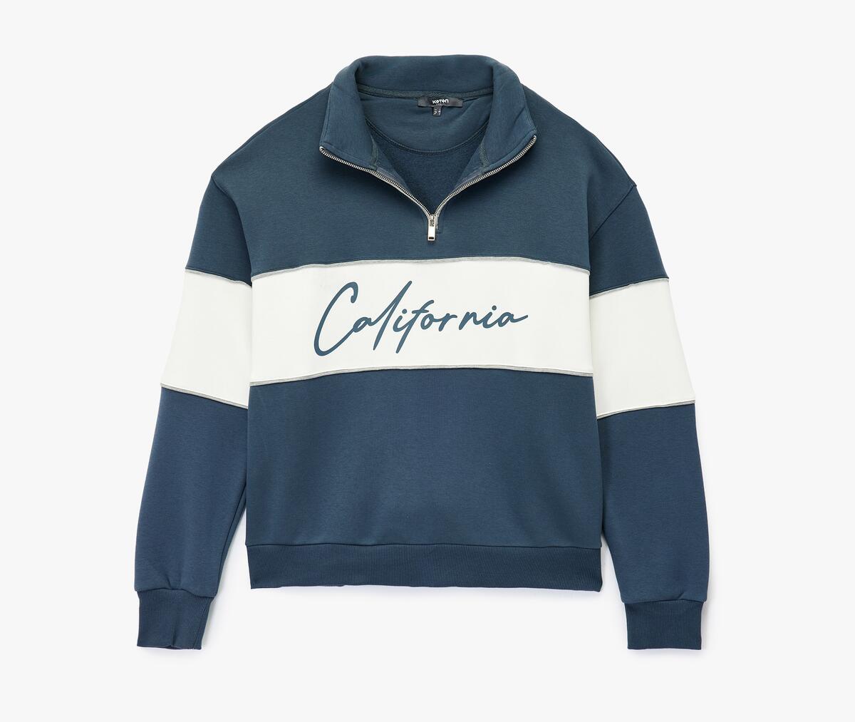 Koton Sweatshirt 6WAM70034MK Mavi Koton Sweatshirt 6WAM70034MK Mavi