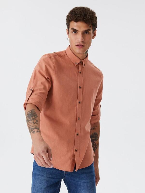 Loft Gömlek U.Kol 2027896 Koyu Camel