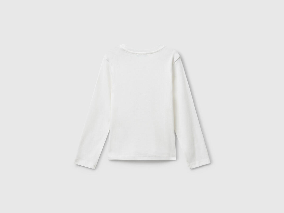 Benetton Tişört Kız Bebek BNT-BG 3I9WG10JS-25K Beyaz