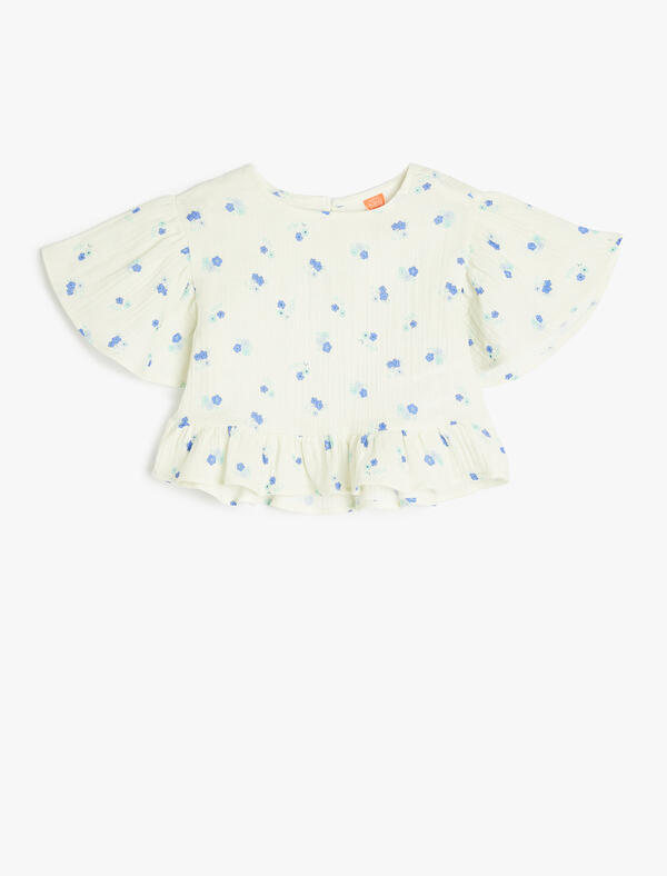 Koton Bluz Kız Bebek 5SMG60030AW Mavi Desenli