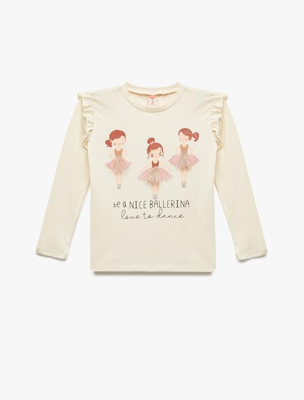 Koton Tişört Kız Bebek 6WMG10036AK Bej