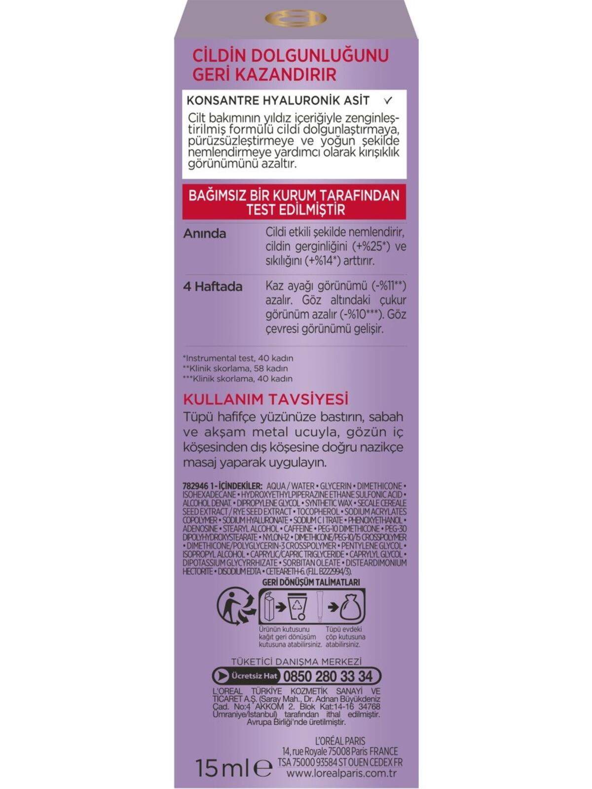 Loreal Paris Göz Kremi Exp.Revitalift Filler 15Ml