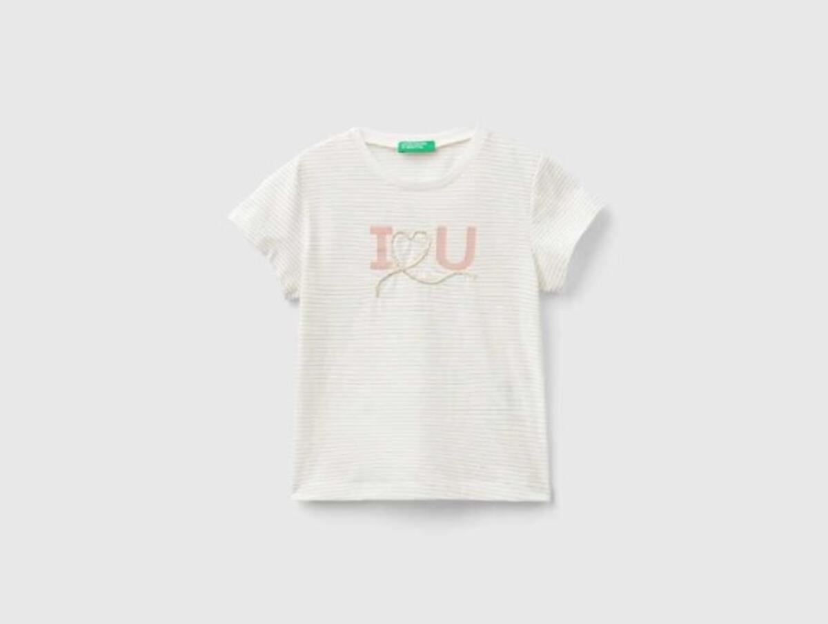 Benetton Tişört Kız Bebek 30DDG10DJ Ekru