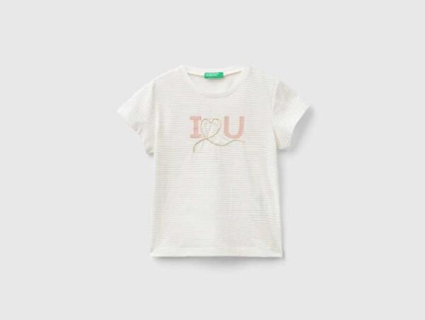 Benetton Tişört Kız Bebek 30DDG10DJ Ekru