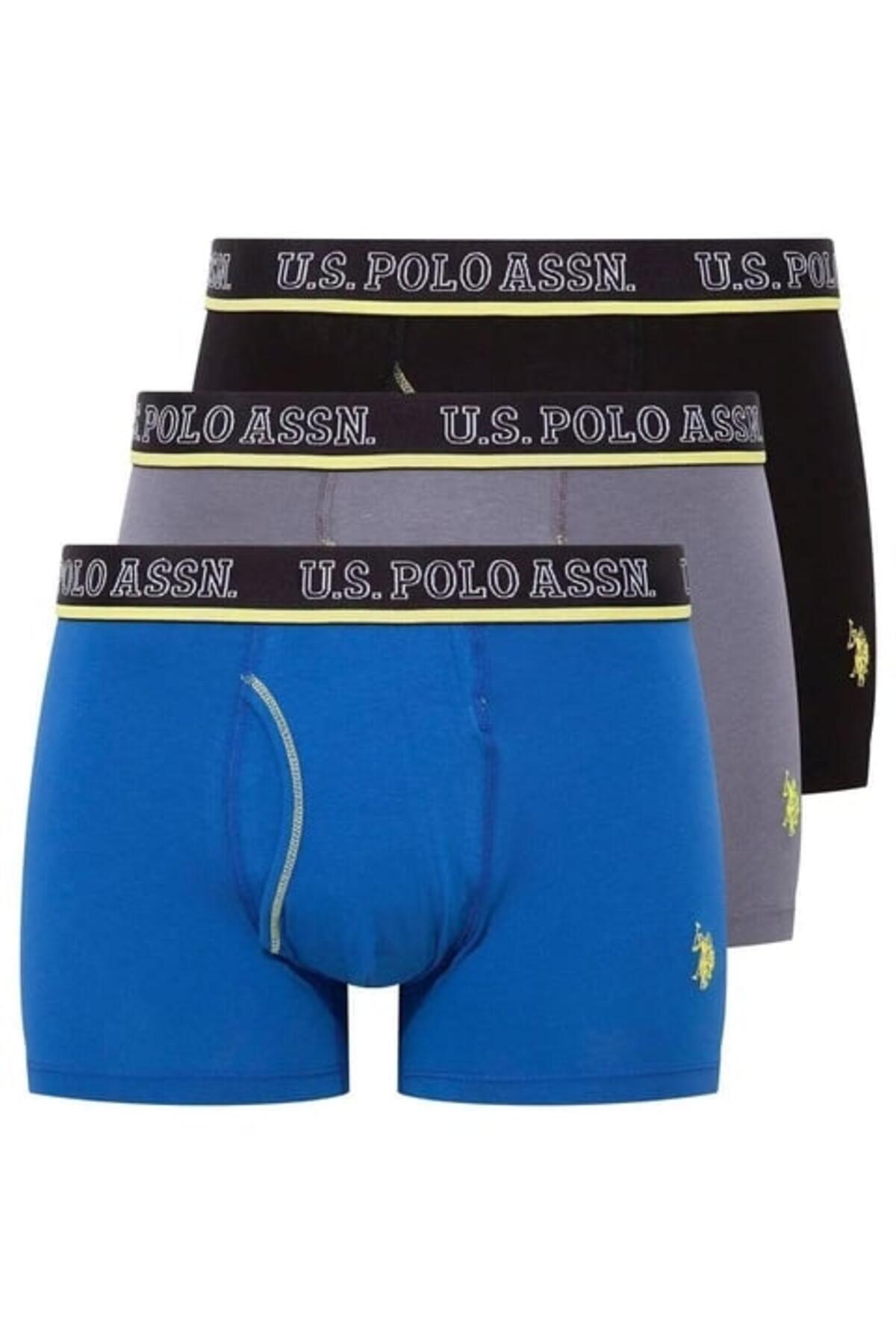 U.S Polo Assn. Erkek Boxer 3Lü 80508 Antrasit-Saks-Siyah