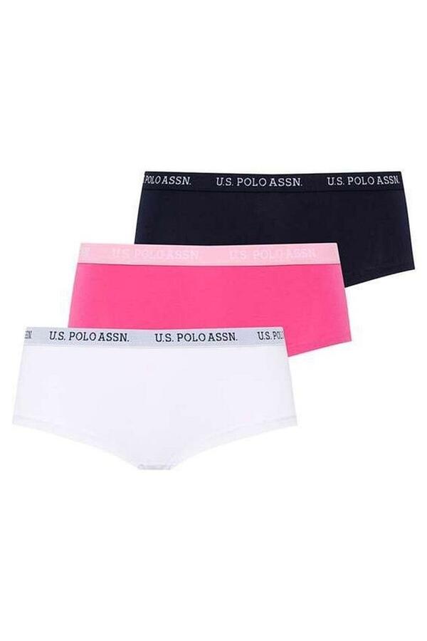 U.S Polo Assn. Kadın Şort 3Lü 66115 Lacivert-Fuşya-Beyaz