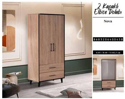 Chancolye Elbise Dolabı 2 Kapaklı Nova