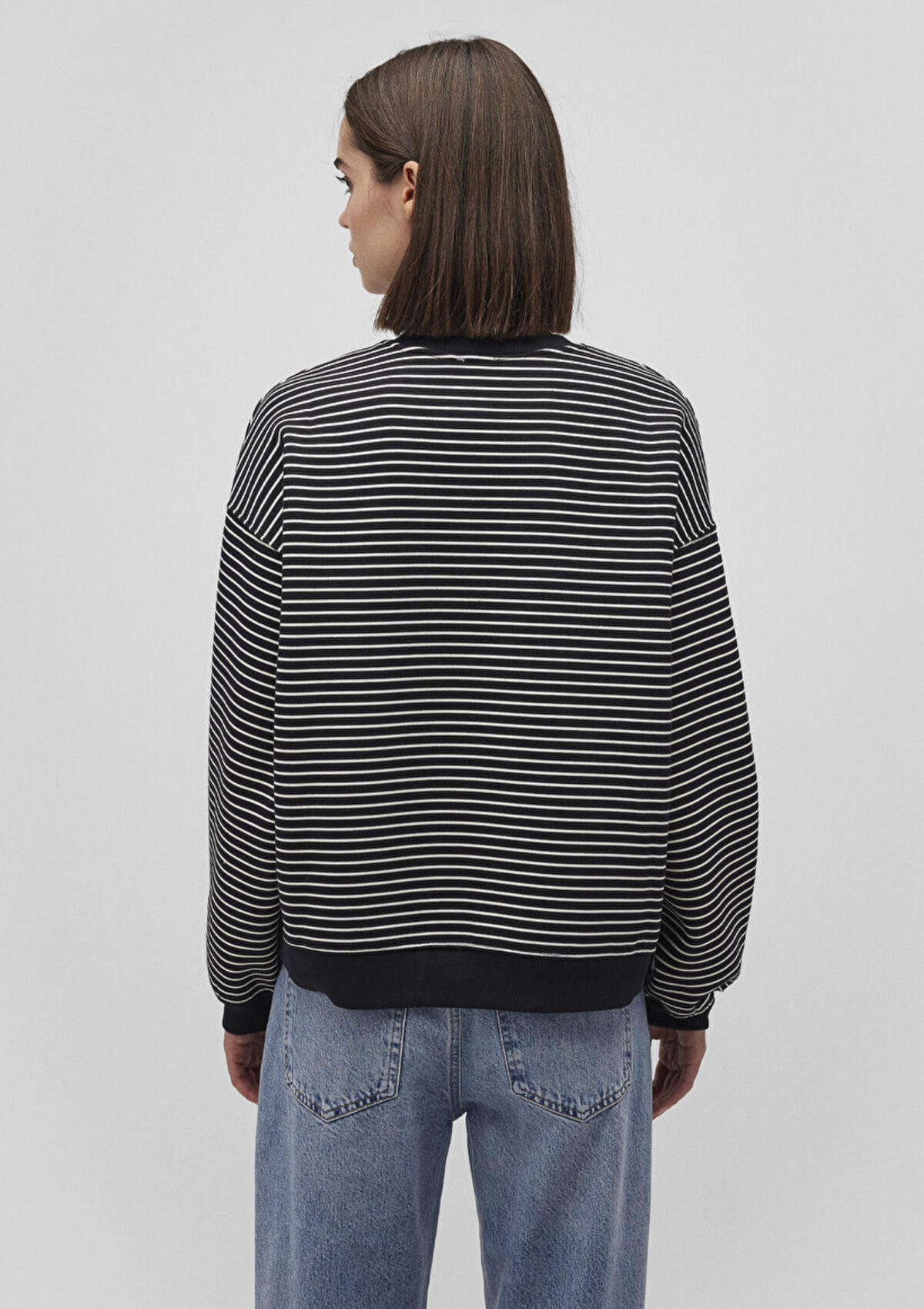 Mavi Sweatshirt M1S10100-85143 Siyah Çizgili