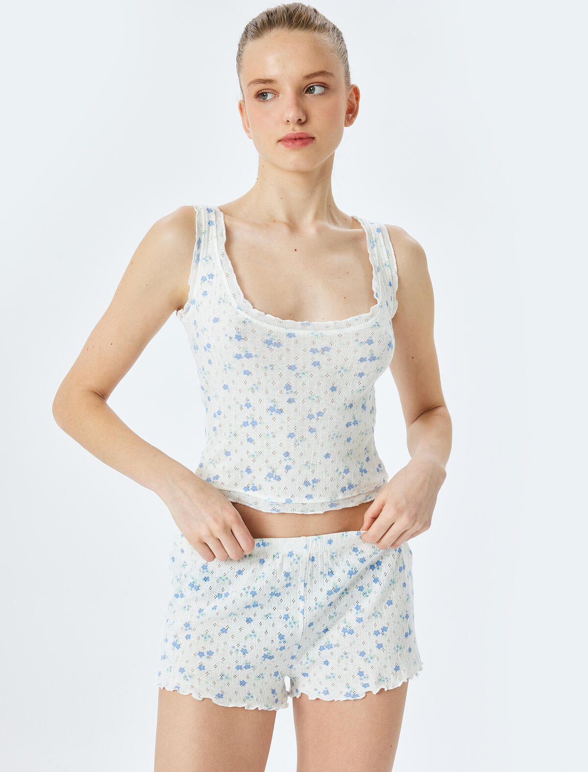 Koton Pijama Takımı 5SLK40063MK Mavi Desenli