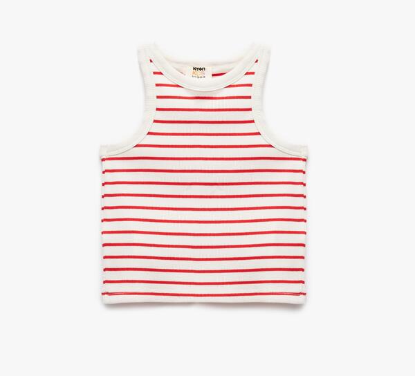Koton Crop Atlet Kız Çocuk 5SKG30026AK Kırmızı Çizgili