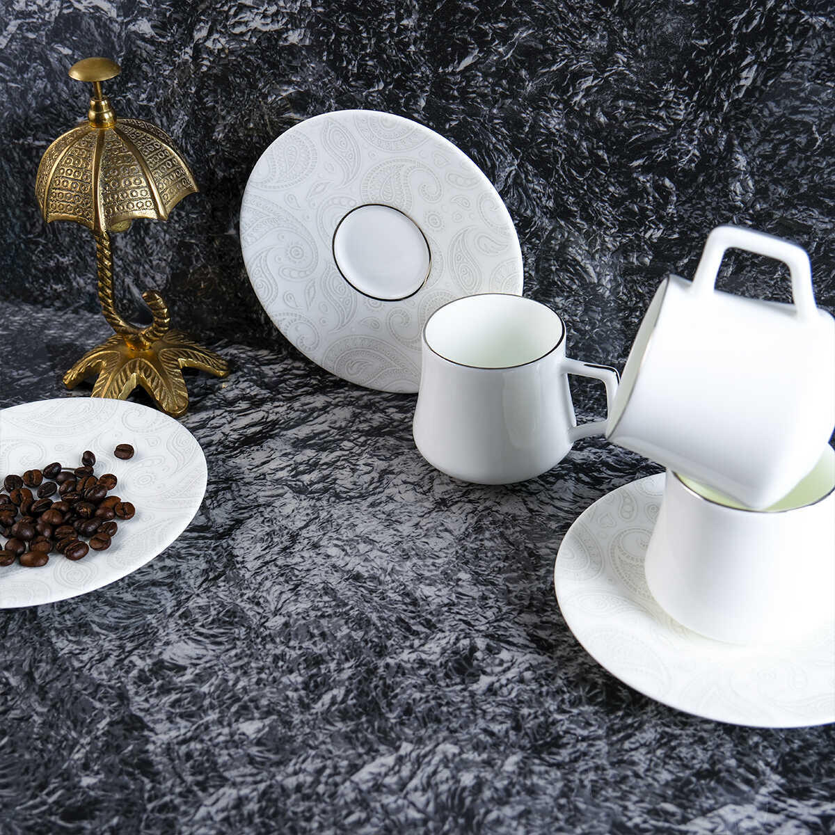 Evaliza Kahve Fincan Tk 6Lı Double Paısley 31000044097 Beyaz