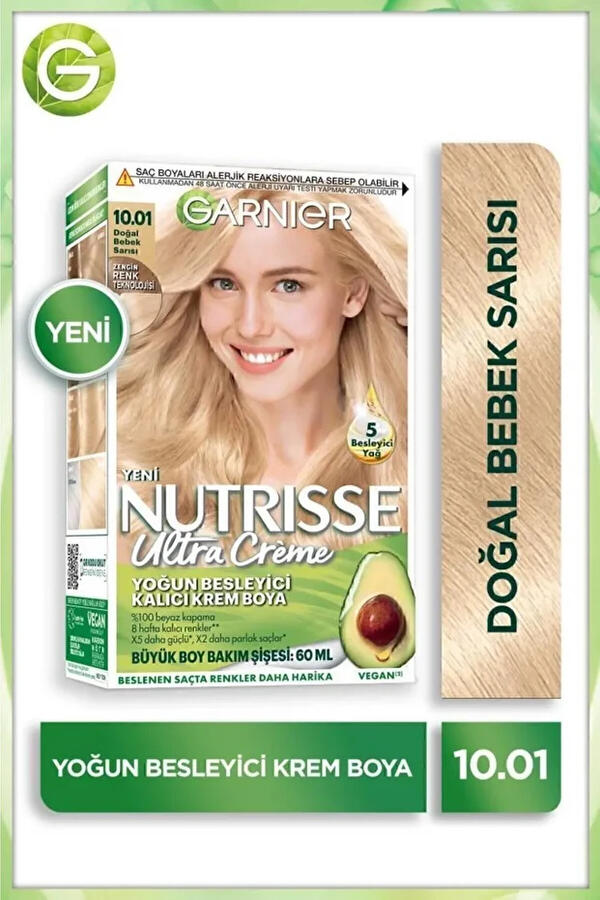 Garnier Saç Boyası Nutrisse Ultra Creme No:10.01 Bebek Sarı