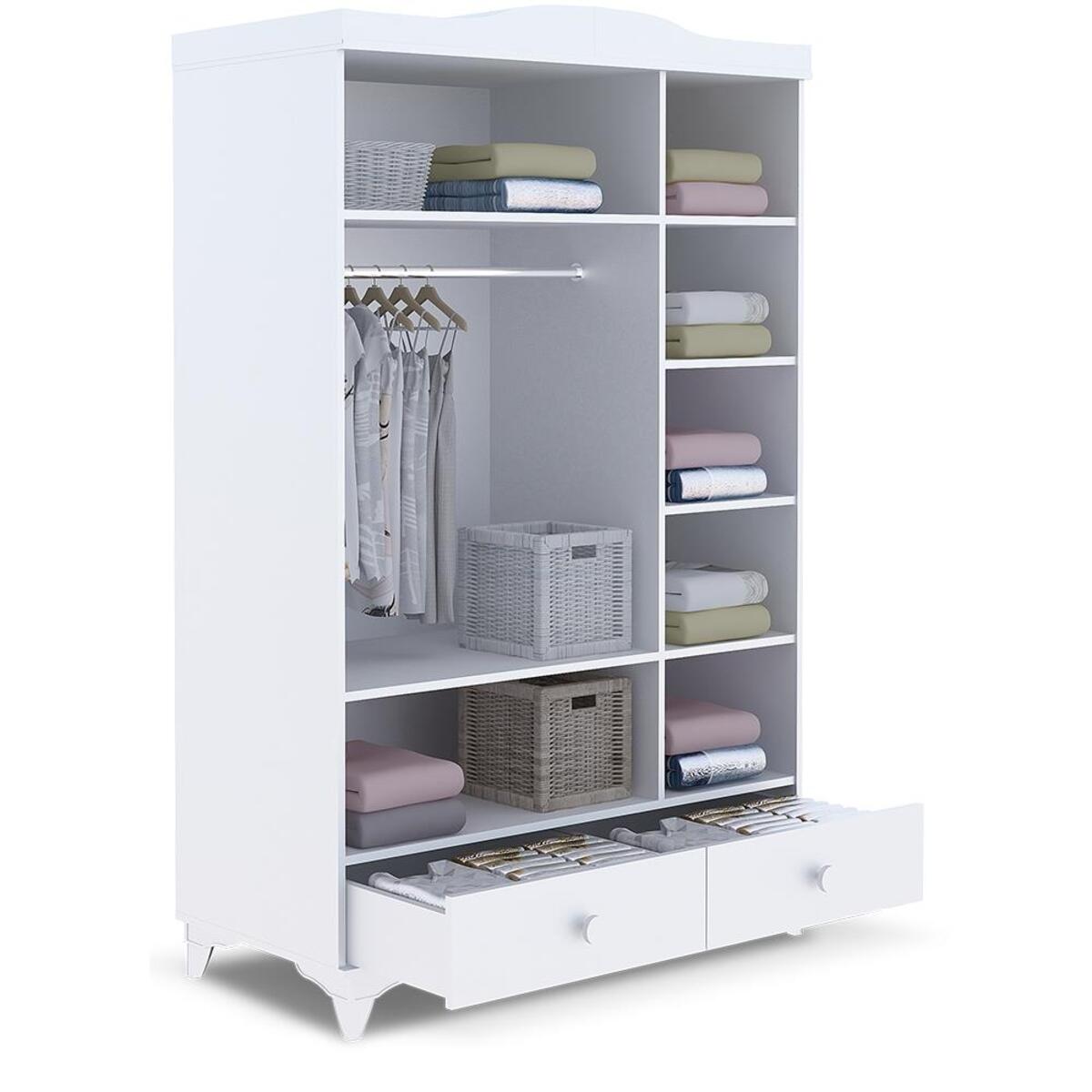 Babyhope Elbise Dolabı 3 Kapılı Nevada 953-58 Mat Beyaz