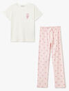 Koton Pijama Takımı 5SLK40020MK Pembe Desenli
