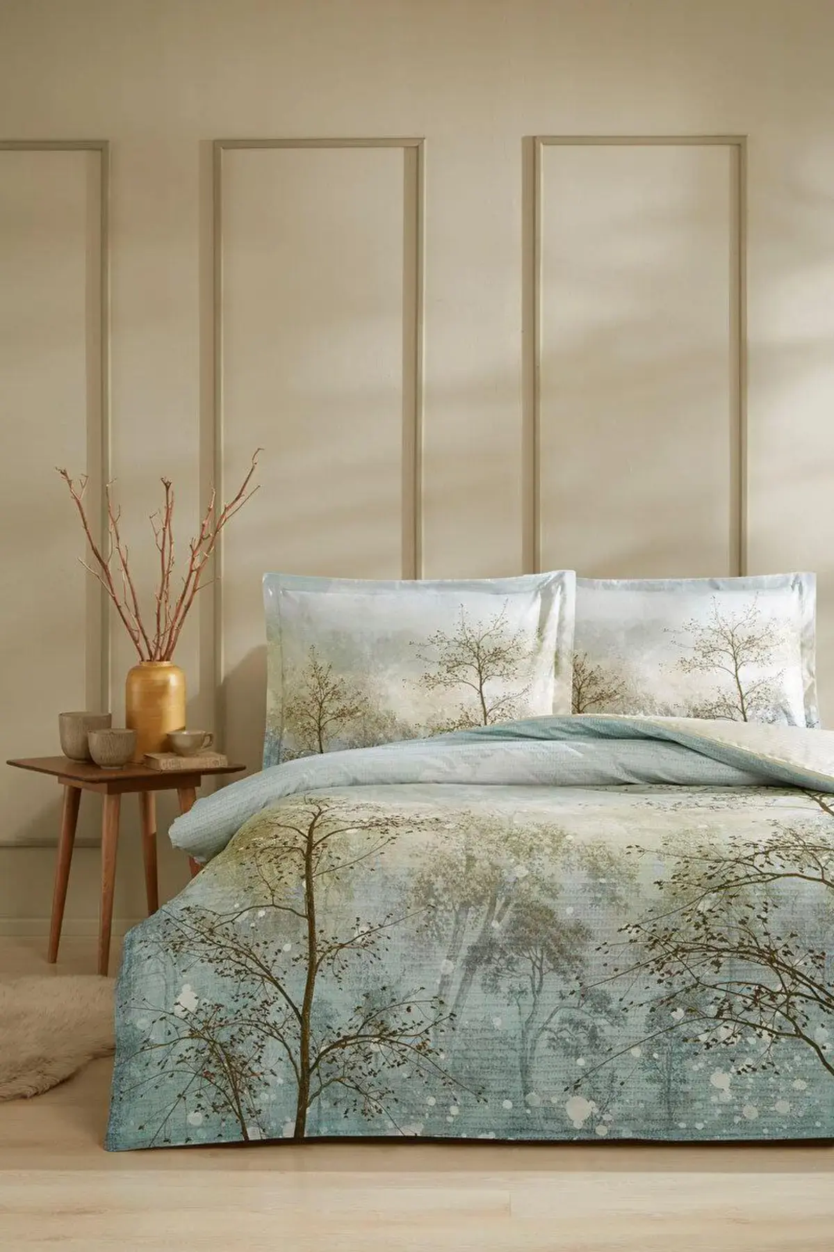 Özdilek Nevresim Takımı Çift Kişilik Ranforce Fitted Inverno Bej