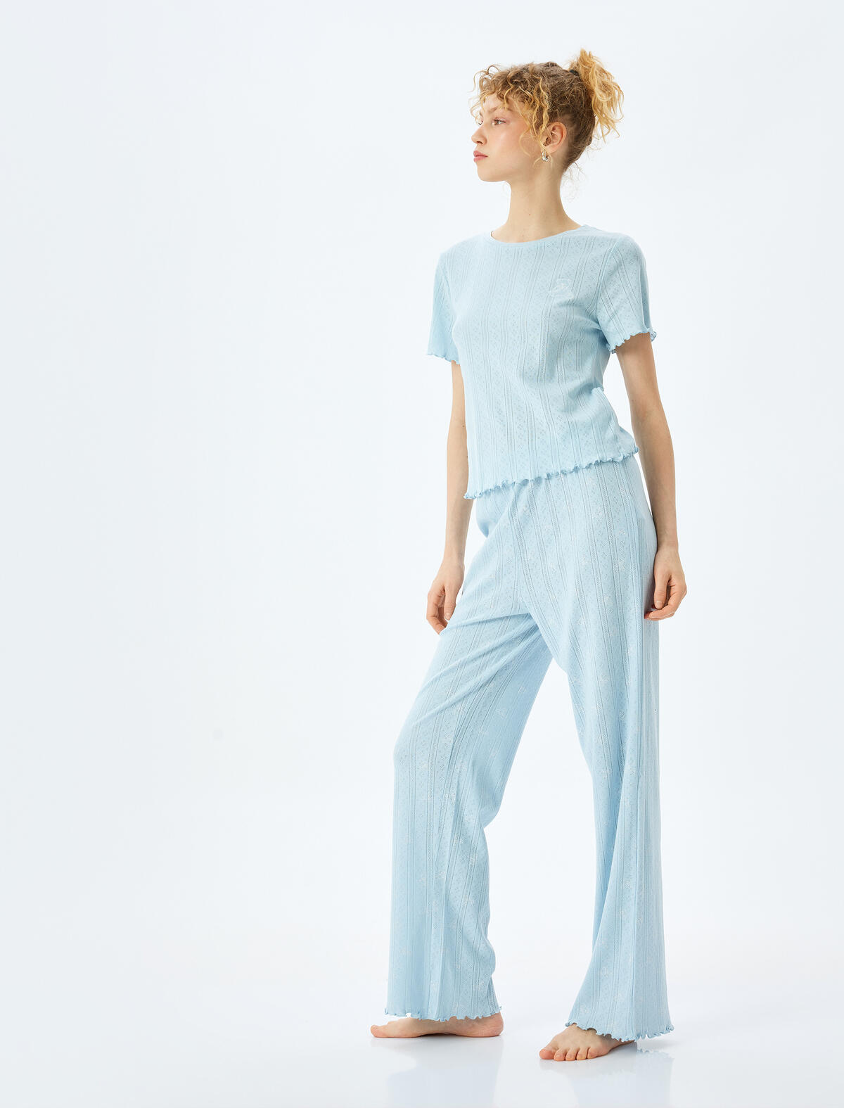 Koton Pijama Takımı 5SLK40065MK Mavi Desenli