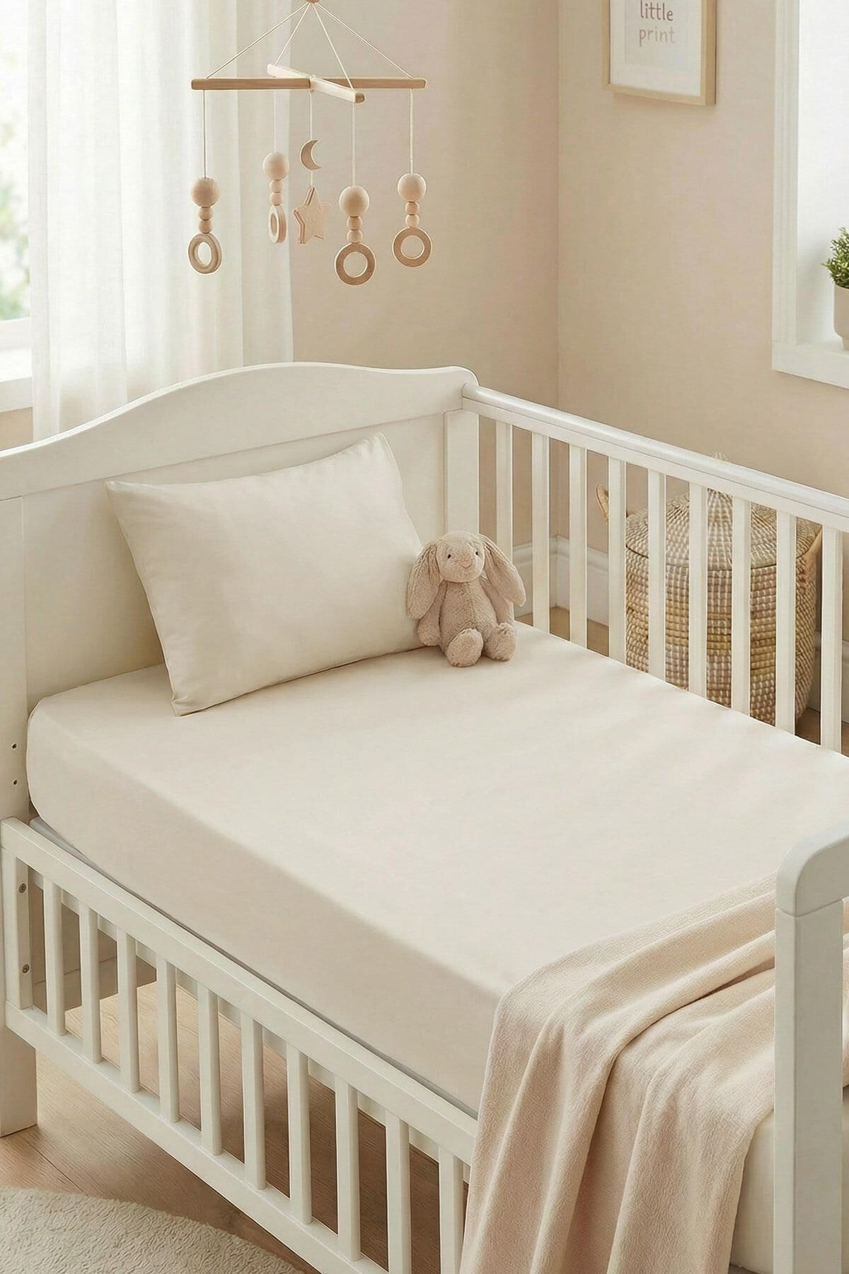Kanz Lastikli Çarşaf Set Bebek Ranforce (Knz-004) Krem