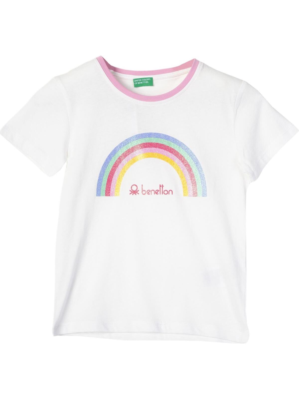 Benetton Tişört Kız Çocuk BNT-G21237 Beyaz