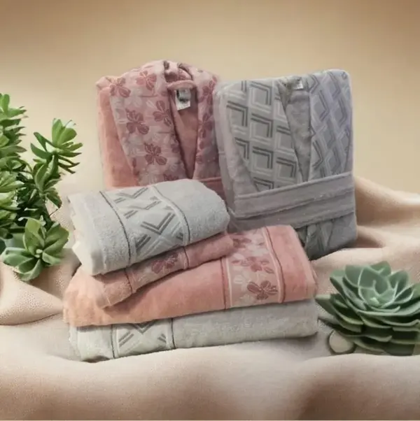 Özdilek Aile Seti Fıore Line Gri-Pembe