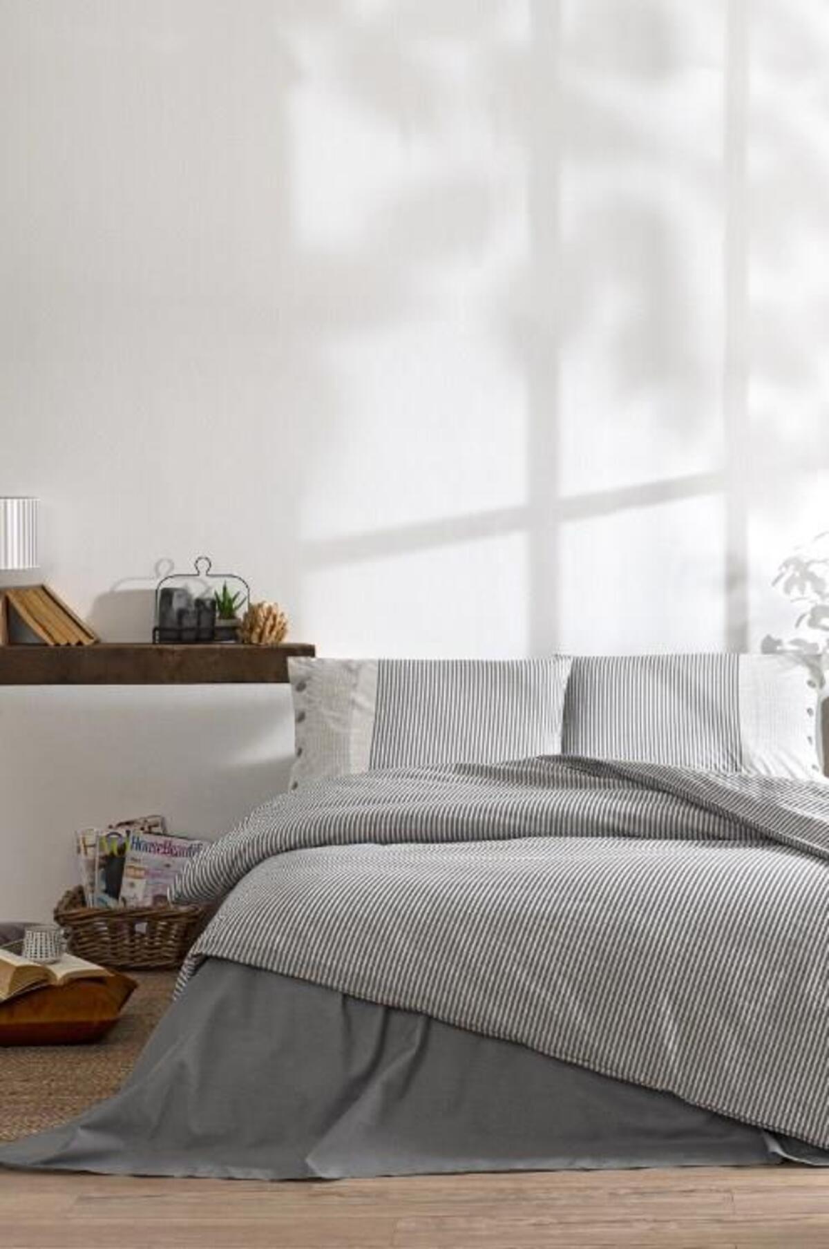 Özdilek Nevresim Takımı Çift Kişilik Ranforce Natural Line Gri