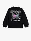 Koton Sweatshirt Kız Çocuk 5WKG10272AK Siyah