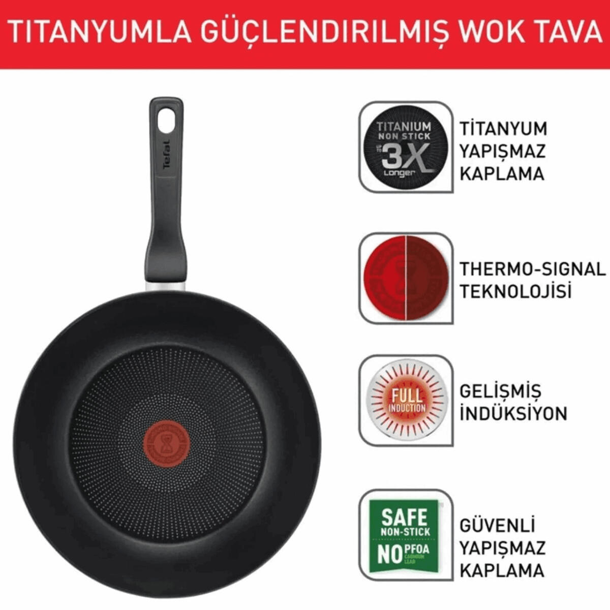 Tefal Wok Tava 28 Cm Titanium Force 2100134004