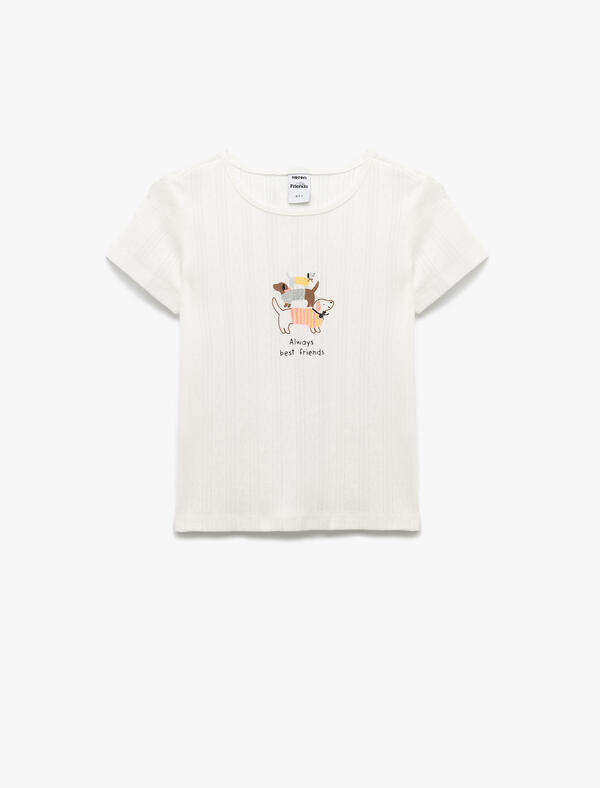 Koton Tişört Kız Bebek 5SMG10151AK Ekru