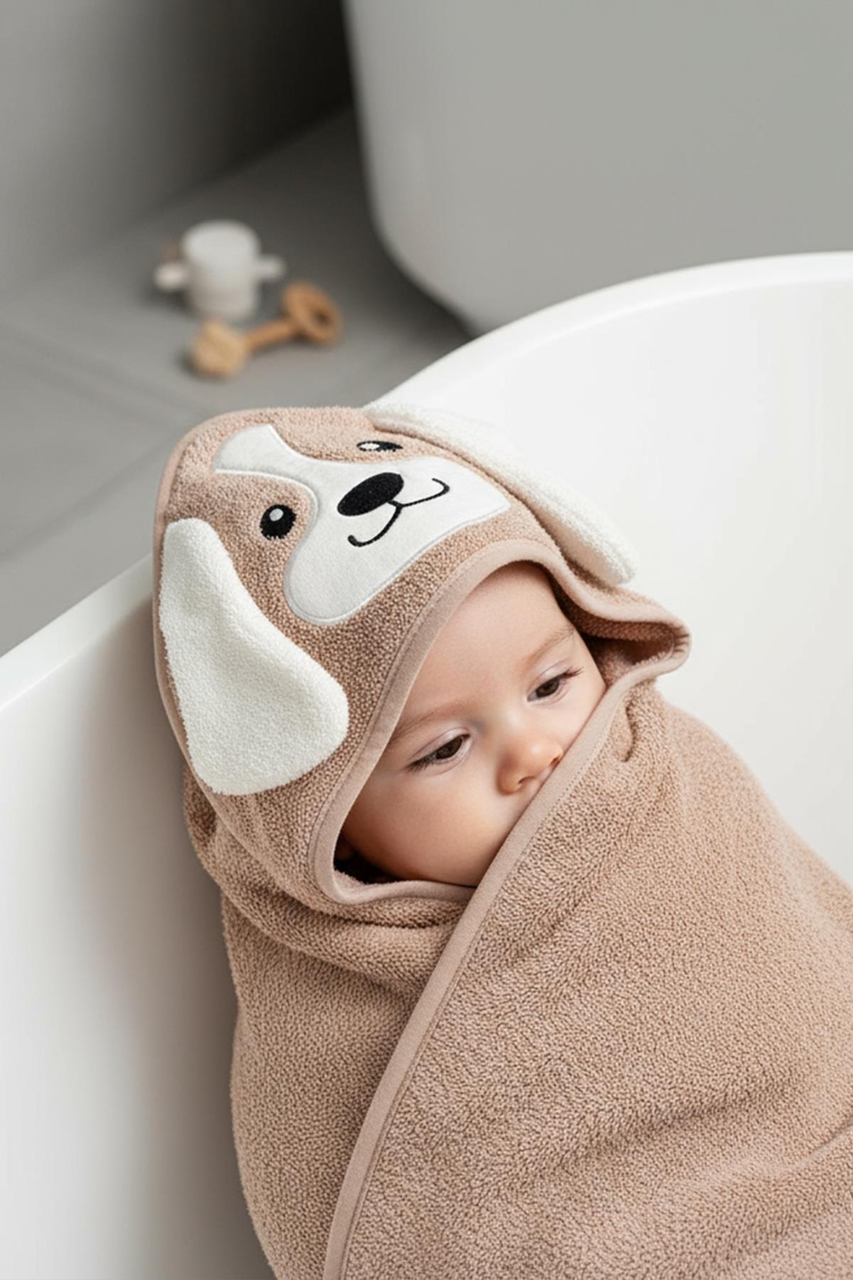 Kanz Havlu Kundak Silgi Nakışlı (Knz-037) Dog Bej