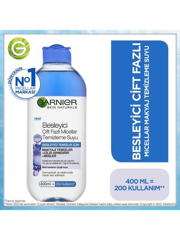 Garnier Makyaj Temizleme Suyu Mic.Çift Fazlı Mavi 400Ml