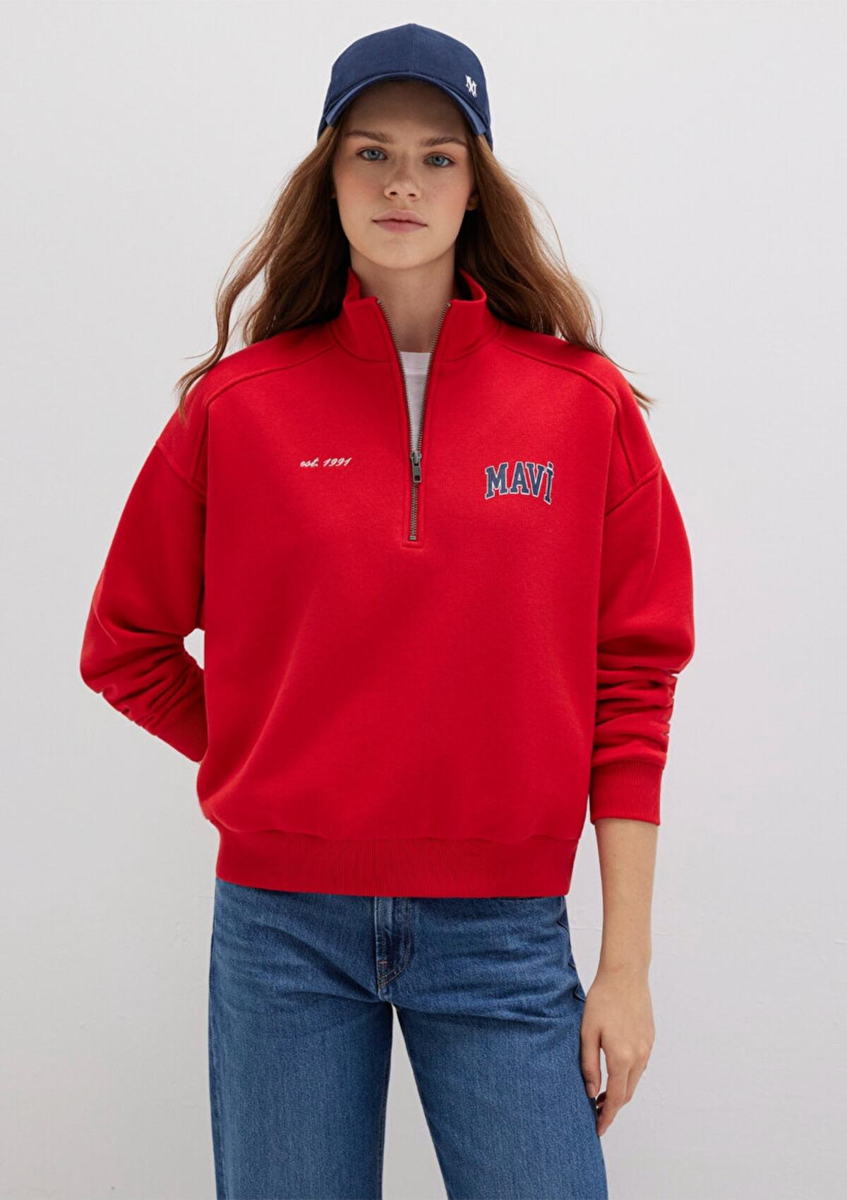 Mavi Sweatshirt M1S10373-90742 Kırmızı