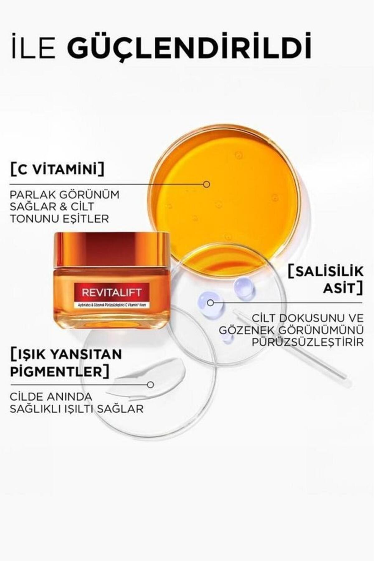 Loreal Paris Krem Revitalift Aydınlatıcı&Gözenek Pürüzsüzleştirici C Vitamini 50Ml