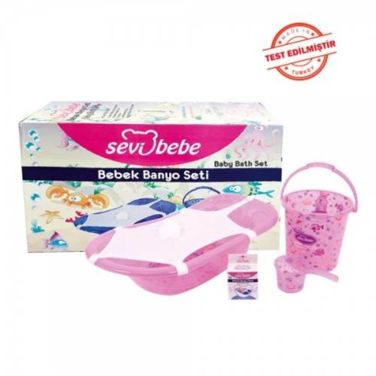 Sevi Banyo Seti 5Li Desenli Beyaz Şeffaf Pembe 137-2