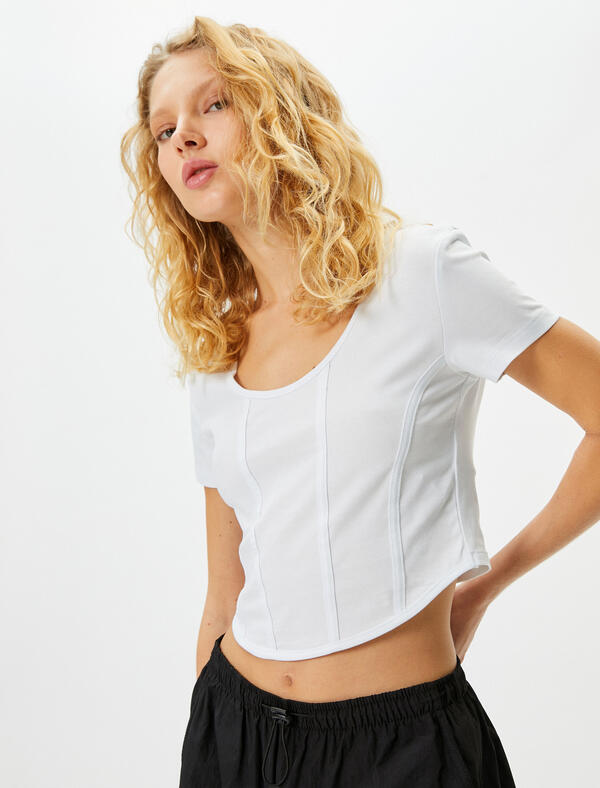 Koton Tişört 4SAL10048IK Ekru