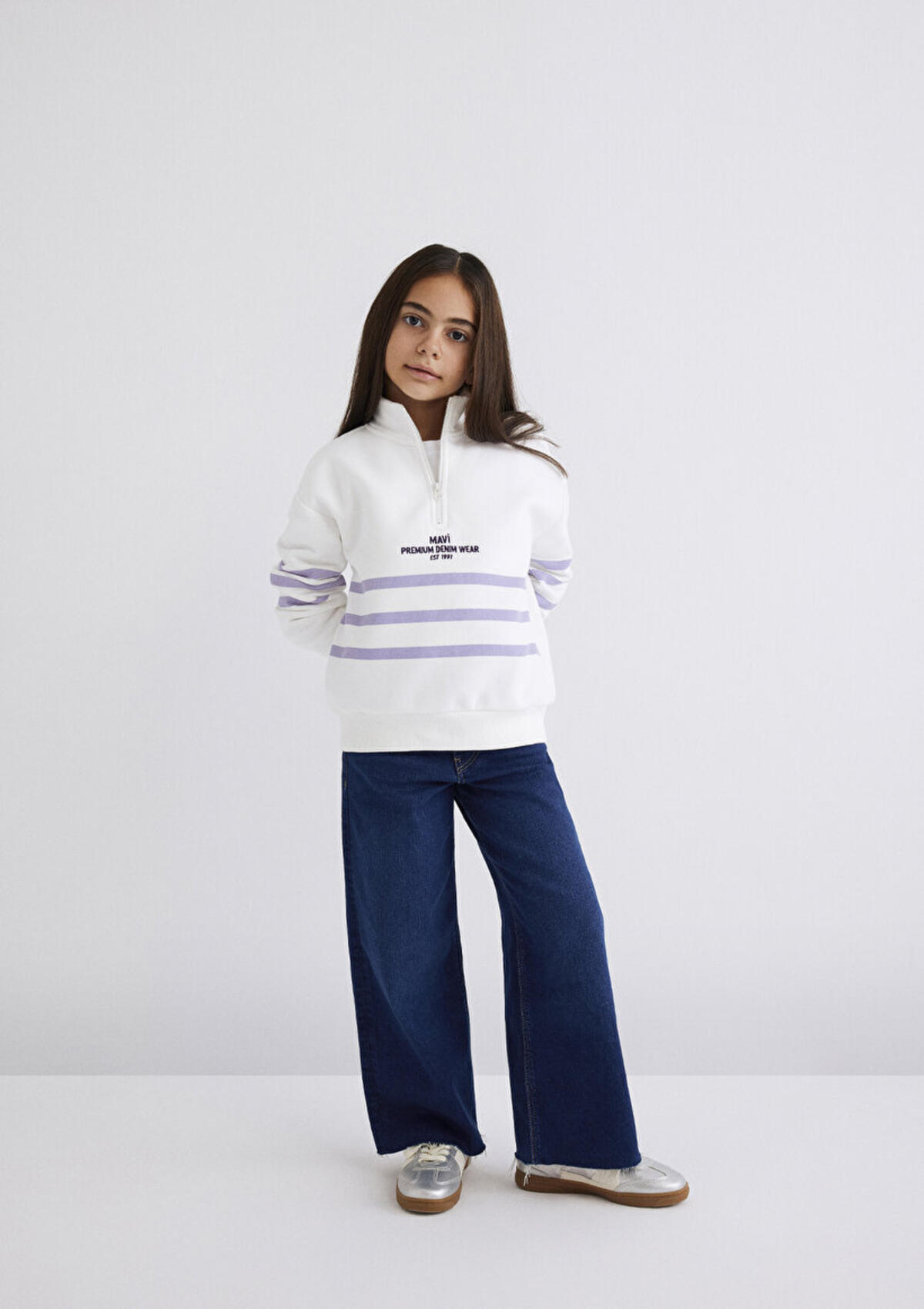 Mavi Sweatshirt Kız Çocuk M7S10065-70057 Beyaz