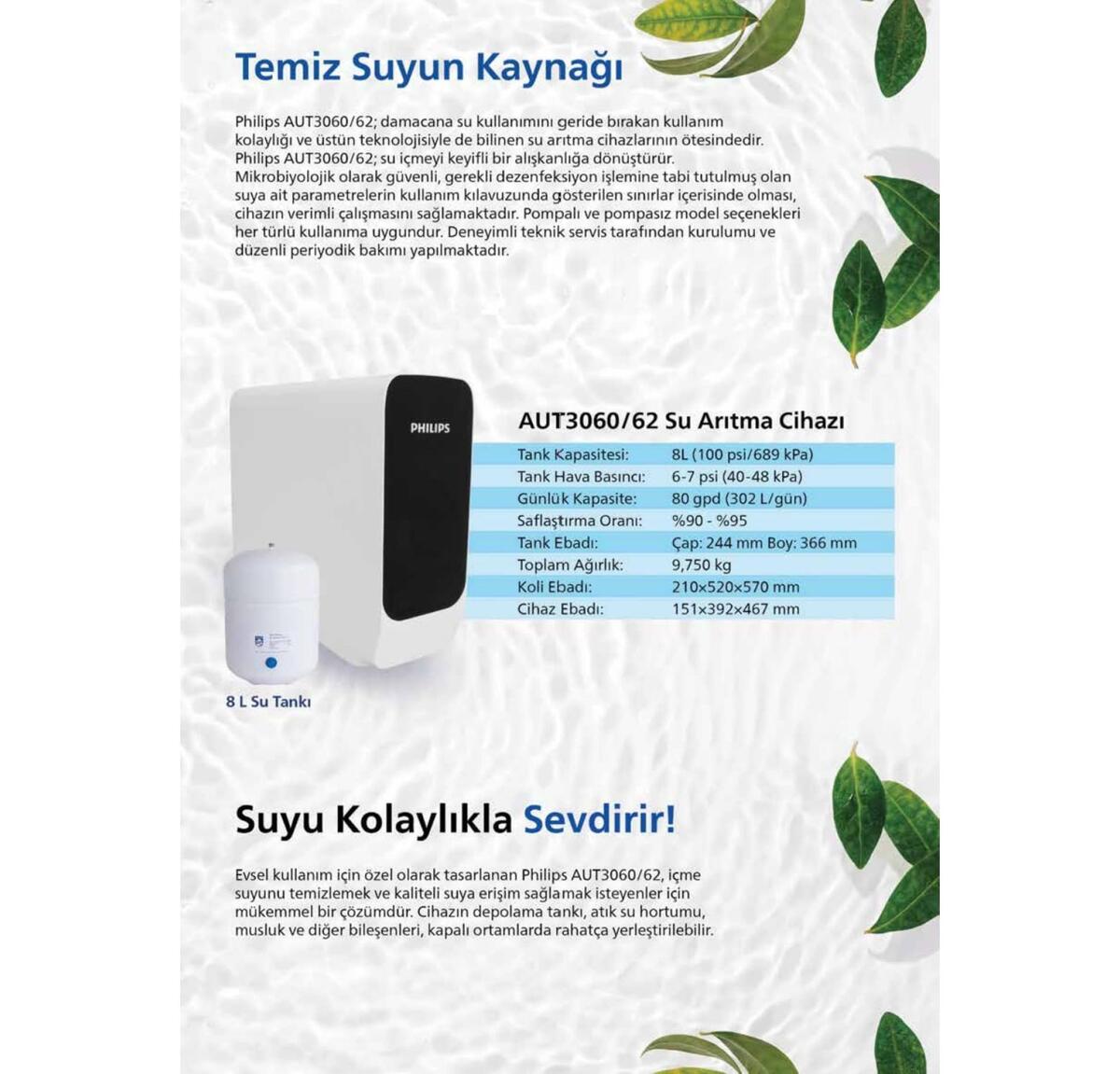 Philips Dijital Pompalı Su Arıtma Cihazı Aut3063/62
