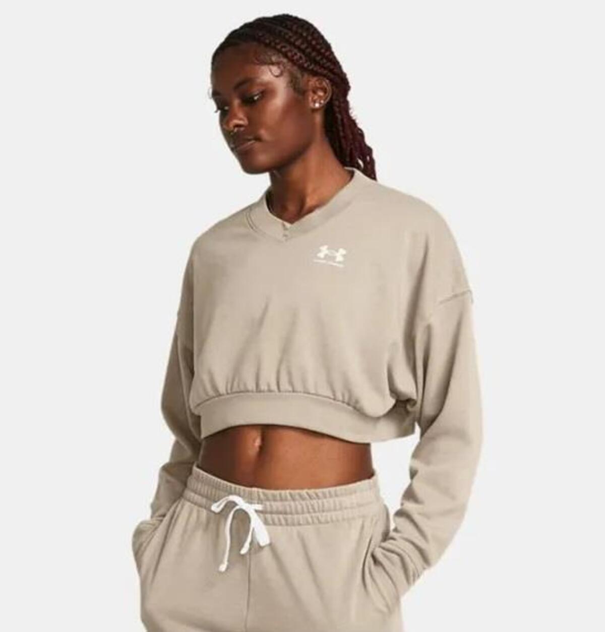 Under Armour Ua Rival Terry Os Crop Crw 1382738-204 Kahverengi