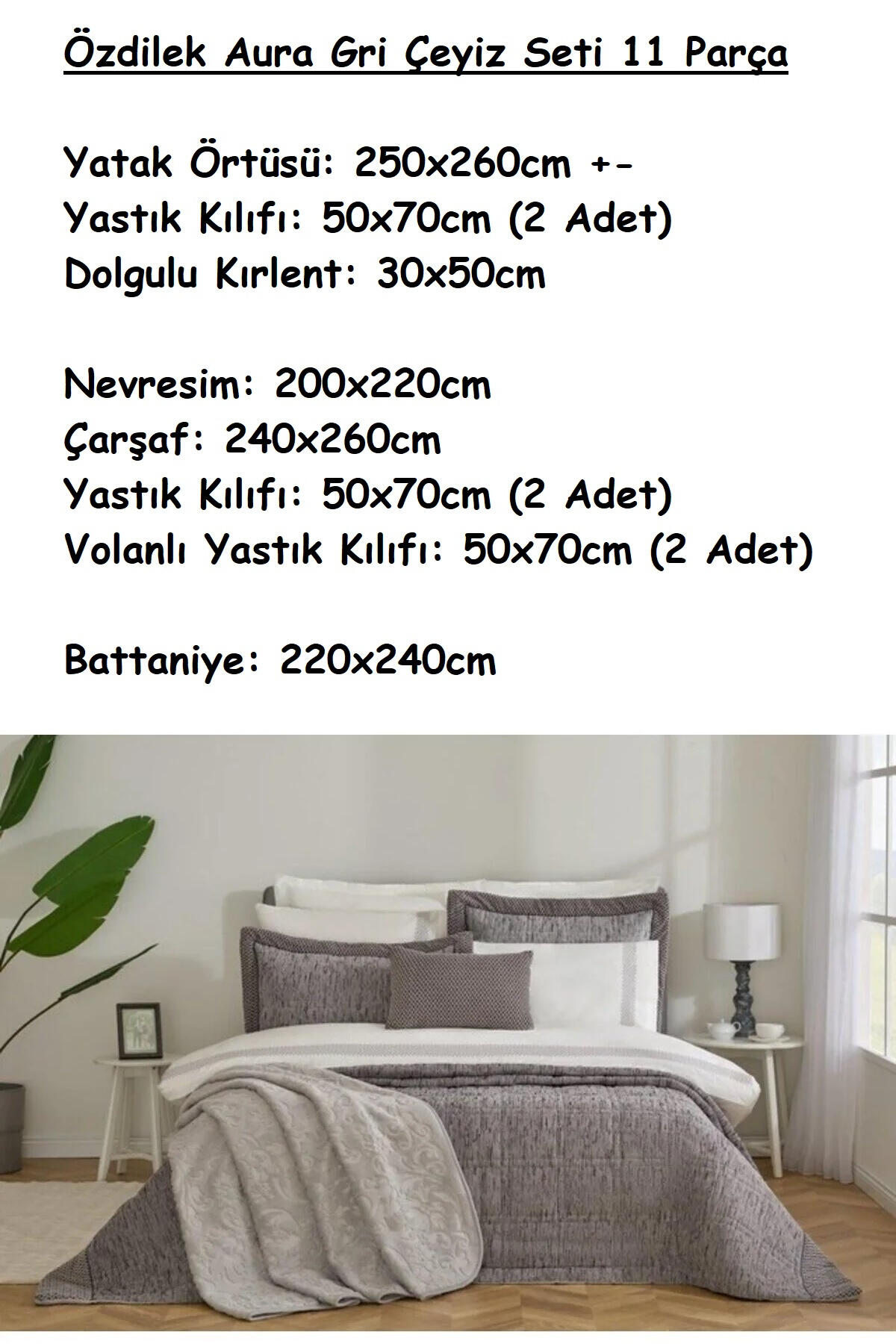 Özdilek Çeyiz Seti Aura Gri