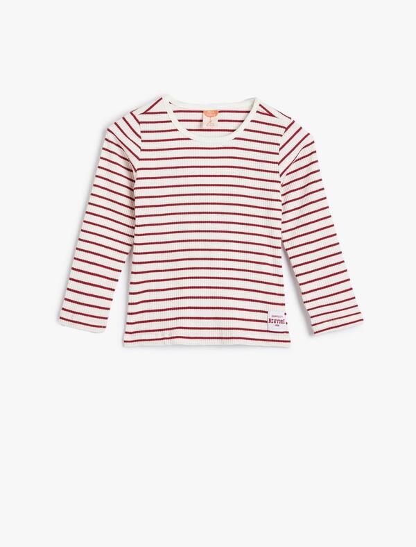 Koton Tişört Kız Bebek 5WMG10126AK Bordo Çizgili