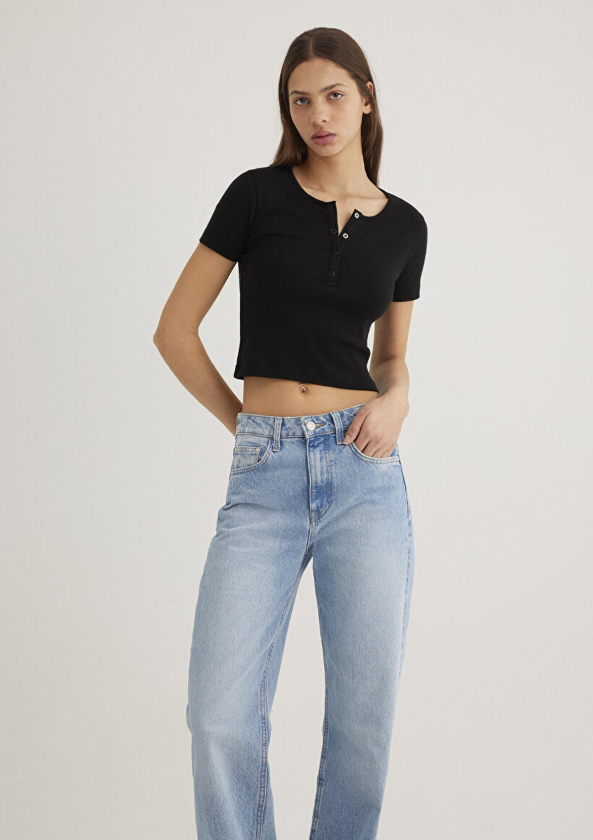 Mavi Tişört Crop M1611639-900 Siyah