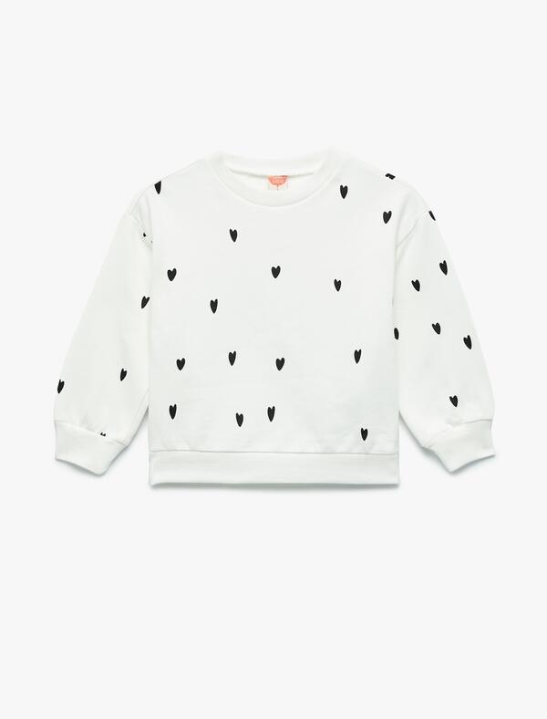 Koton Sweatshirt Kız Bebek 6WMG10089AK Ekru Desenli