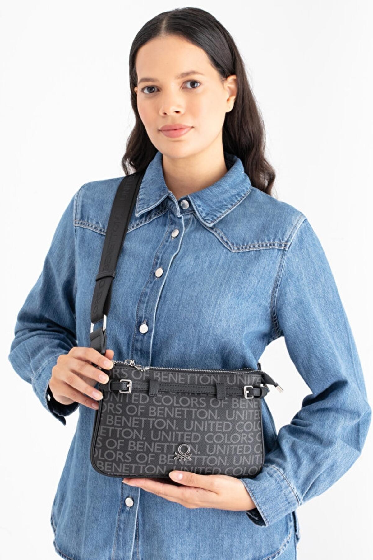 United Colors Of Benetton Kadın Kol Çantası BNT_1681 Siyah United Colors Of Benetton Kadın Kol Çantası BNT_1681 Siyah