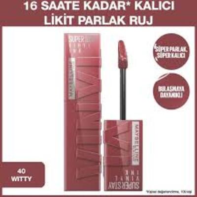 Maybelline Ruj Super Stay Vinyl Ink Likit Parlak No:40 Wıtty (Dy)