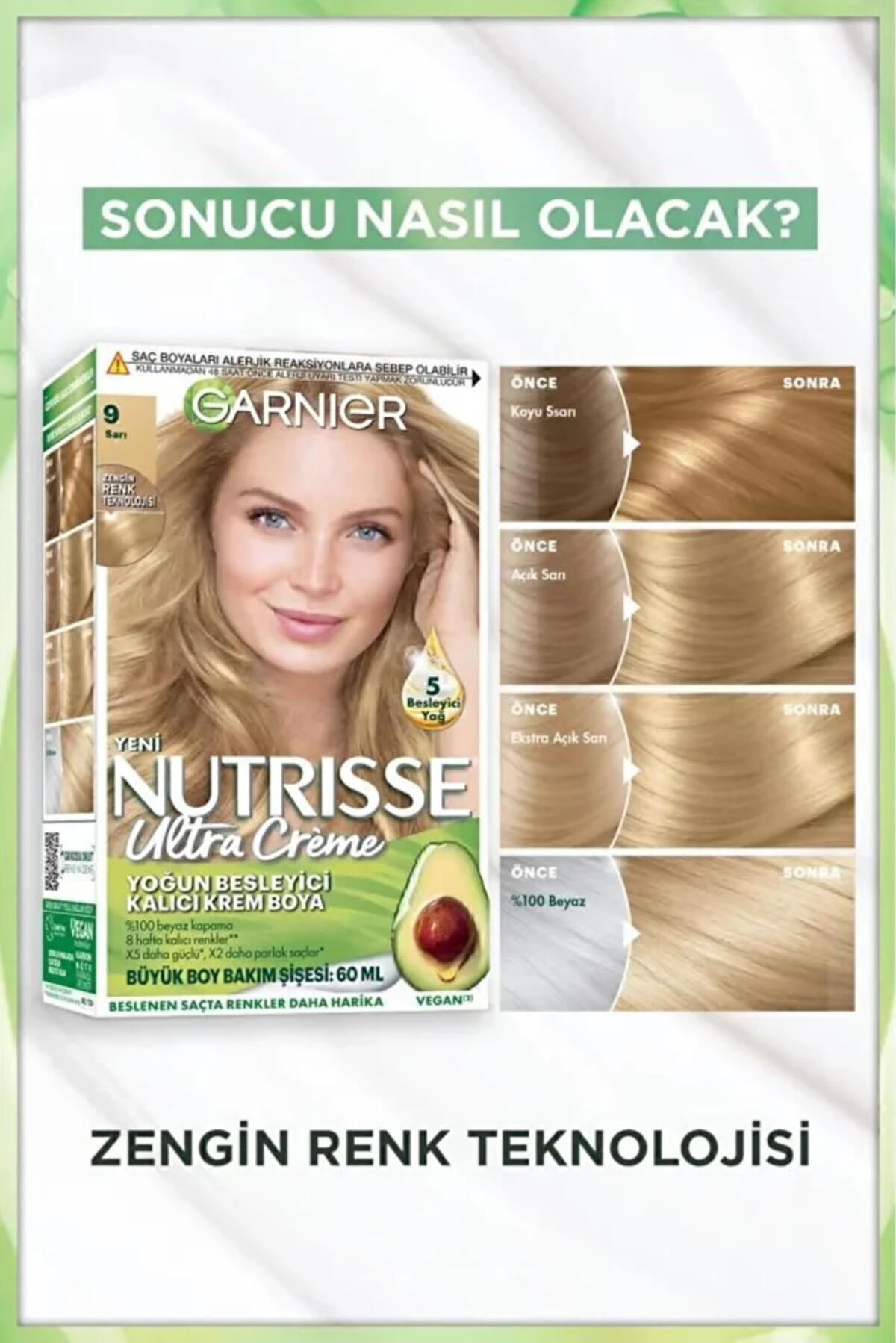Garnier Saç Boyası Nutrisse Ultra Creme No:9 Sarı
