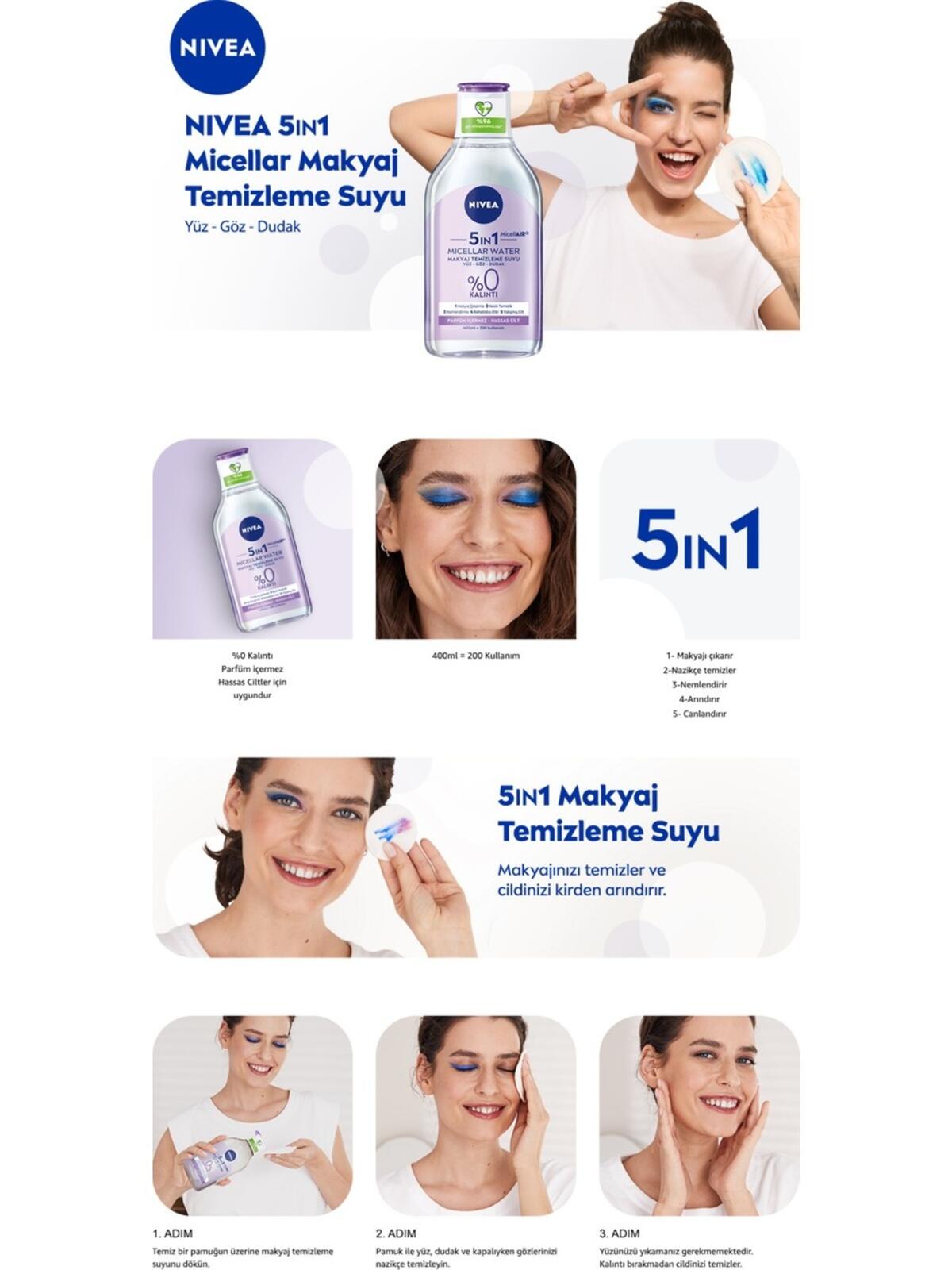 Nivea Makyaj Temizleme Suyu Micellair Hassas Cilt 400Ml