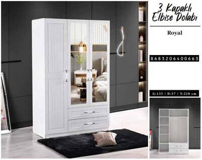 Chancolye Elbise Dolabı 3 Kapaklı Royal
